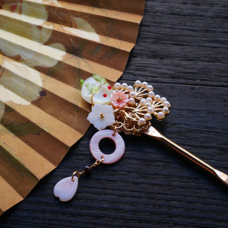 【墨徽阁】松下兔发簪(铜线固定兔子款) - 发饰 - 铜/黄铜 绿色