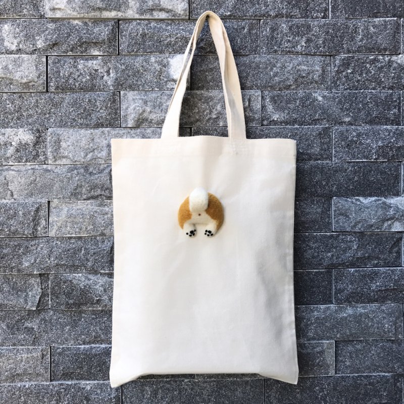 肥烤鸡屁股__柴犬__羊毛毡帆布袋_新春特惠加大帆布袋 - 手提包/手提袋 - 羊毛 橘色