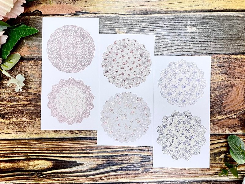 （艺术备忘录包 3 种套装）甜美复古壁纸 - 便条纸/标签贴 - 纸 多色