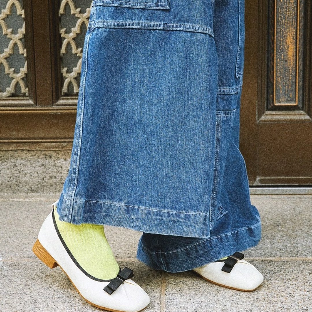 PRE-ORDER SPUR Pleats Bow Ribbon Flat -UA9022IV - 其他女款皮鞋 - 其他材质 
