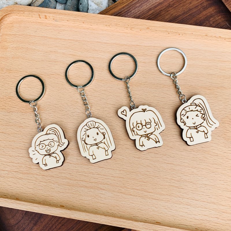 木锁匙扣 钥匙圈 锁匙扣 自订雕刻内容 文字 图案 周年 生日 礼物 - 钥匙链/钥匙包 - 木头 