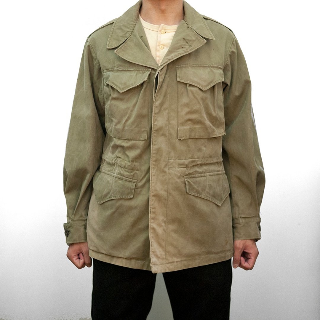 美军 公发 M43 FIELD jacket 1943 二战 军绿 古着 二手 印标 - 男装外套 - 棉 绿色