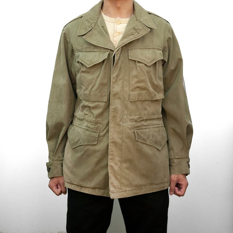 美军 公发 M43 FIELD jacket 1943 二战 军绿 古着 二手 印标 - 男装外套 - 棉 绿色
