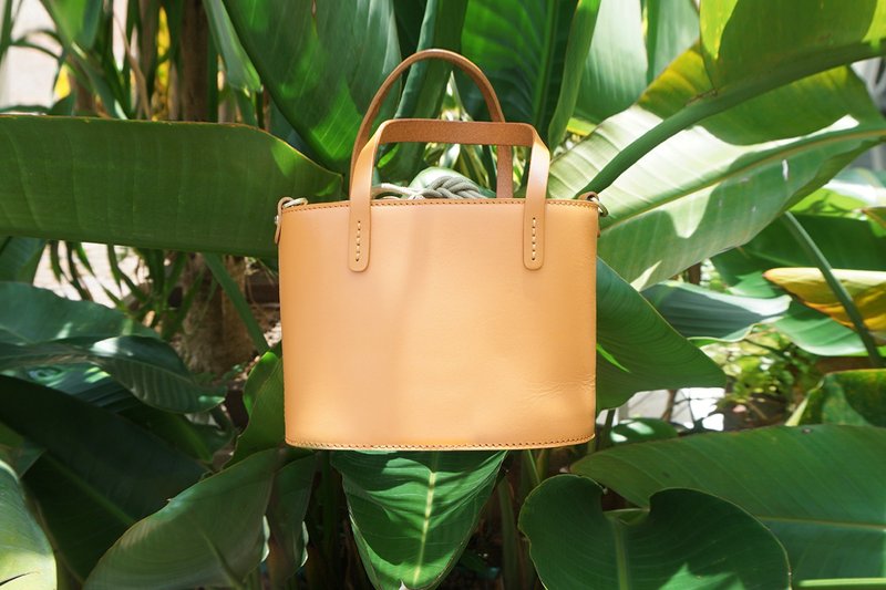 盛夏AMEET新品容器系列手工植鞣革牛皮迷你mini手提篮子包6色 - 侧背包/斜挎包 - 真皮 卡其色