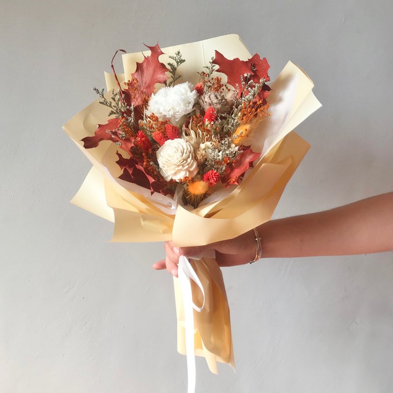 - 澄夕晚霞 -  永生花 索拉花 干燥花 毕业花束 干燥花束 - 干燥花/捧花 - 植物．花 橘色