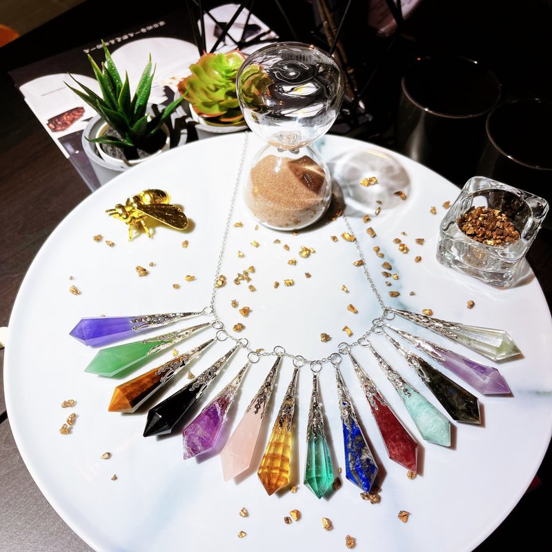 灵摆第一专业品牌 天然水晶项链吊坠 灵锥款灵摆能量疗愈 礼盒装 - 项链 - 水晶 多色