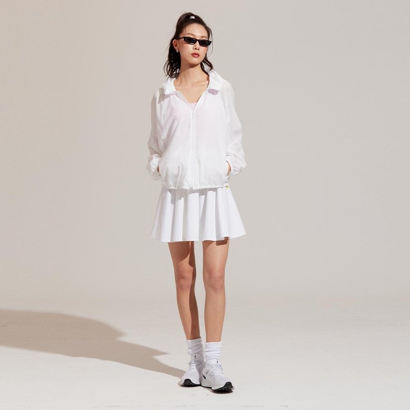 【全程台湾制造】-防晒收纳帽外套-浪花朵朵 - 女装休闲/机能外套 - 聚酯纤维 白色