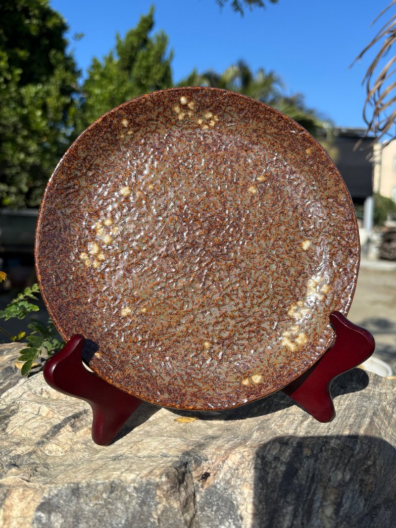 手绘白梅盘 - 盘子/餐盘/盘架 - 陶 咖啡色