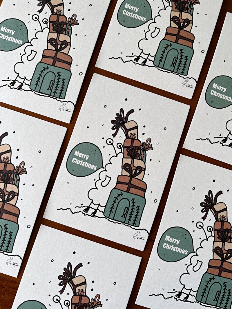 小怪物堆礼物圣诞节明信片 - 卡片/明信片 - 纸 白色