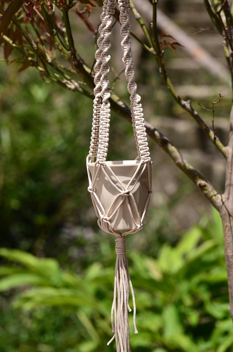 DIY 材料包-Macrame 编织植物吊篮 - 植栽/盆栽 - 棉．麻 白色