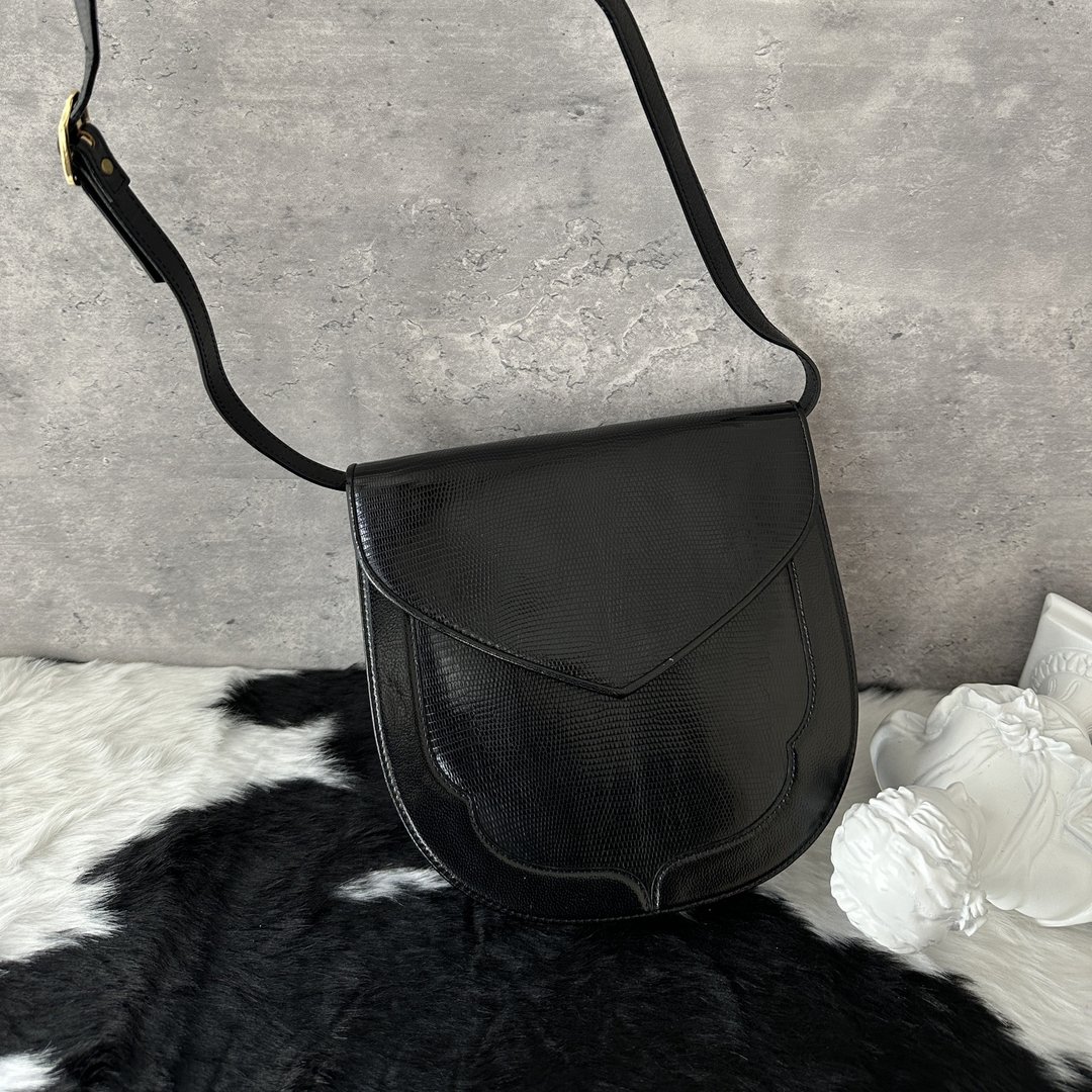 Saint Laurent 圣罗兰 蜥蜴皮斜背包 - 侧背包/斜挎包 - 真皮 黑色