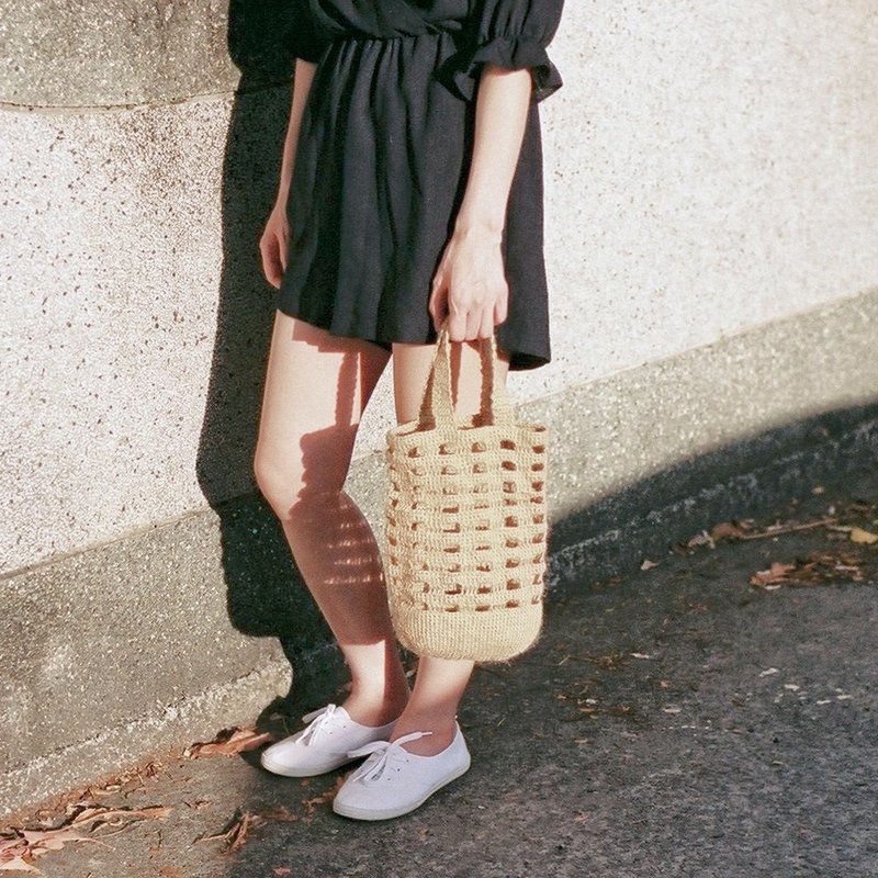 小粗线手提袋/原色麻绳编织/ - 手提包/手提袋 - 棉．麻 卡其色