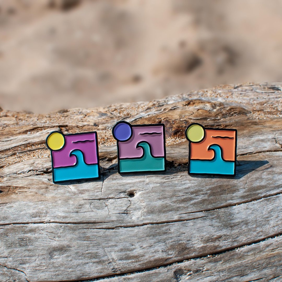 台湾浪花珐琅徽章三入组 Big Wave Set BURA Enamel Pin Pack - 胸针 - 其他材质 粉红色