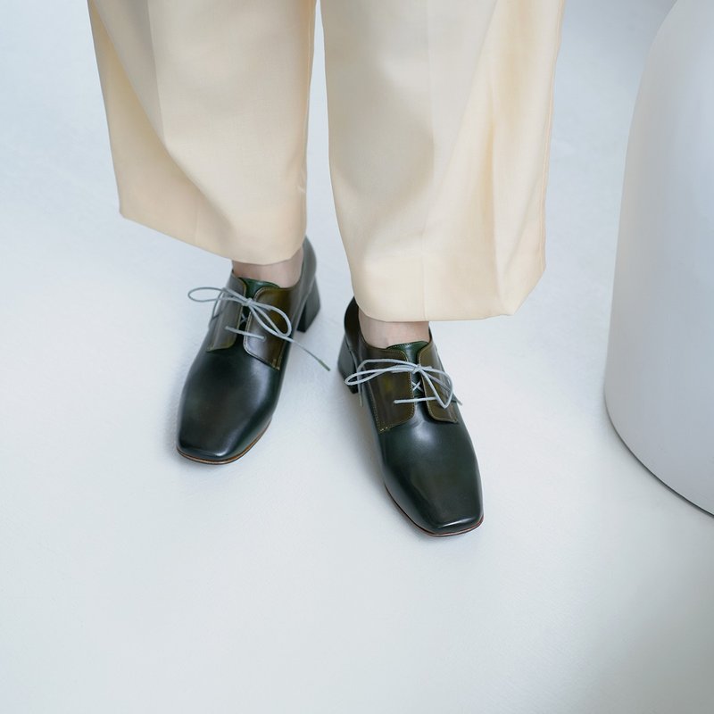 4.6 方头德比跟鞋 - 丛林绿 - 其他女款皮鞋 - 真皮 绿色