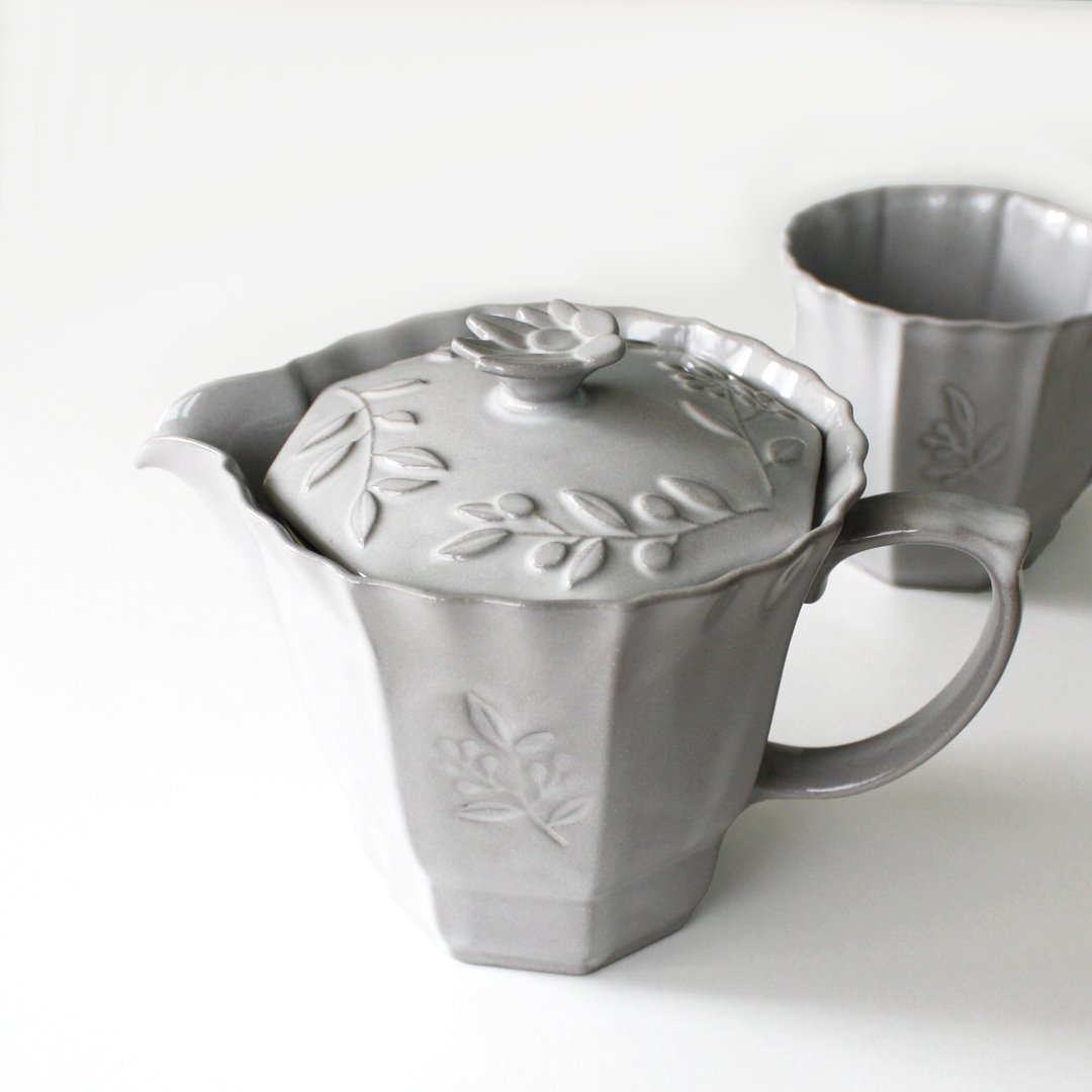 濑户烧 橄榄茶壶 白灰色 急须 | 茶具 - 茶具/茶杯 - 陶 白色