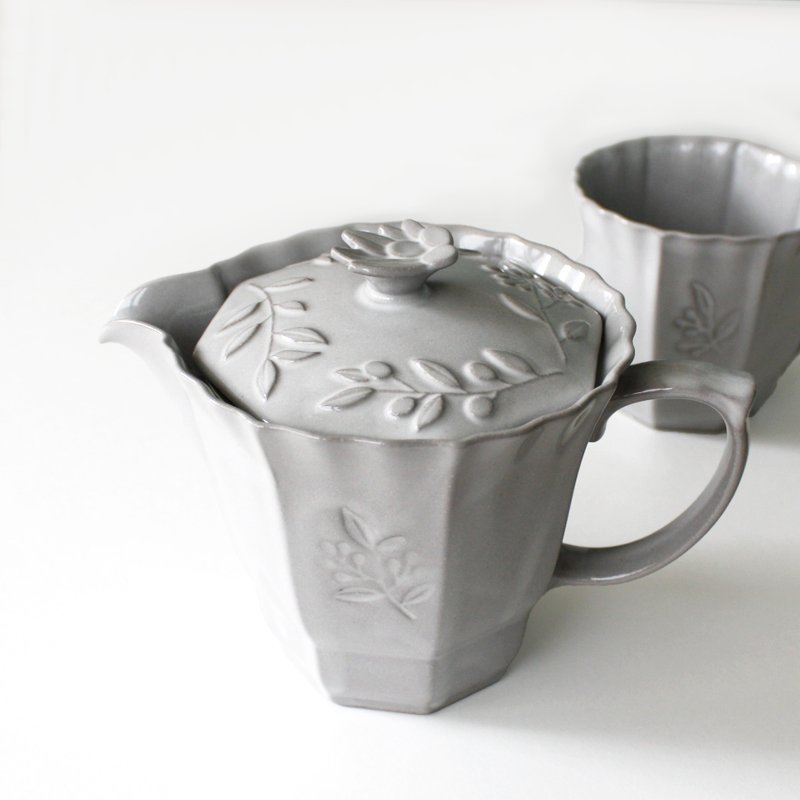 濑户烧橄榄壶灰茶壶 |茶 - 茶具/茶杯 - 陶 白色