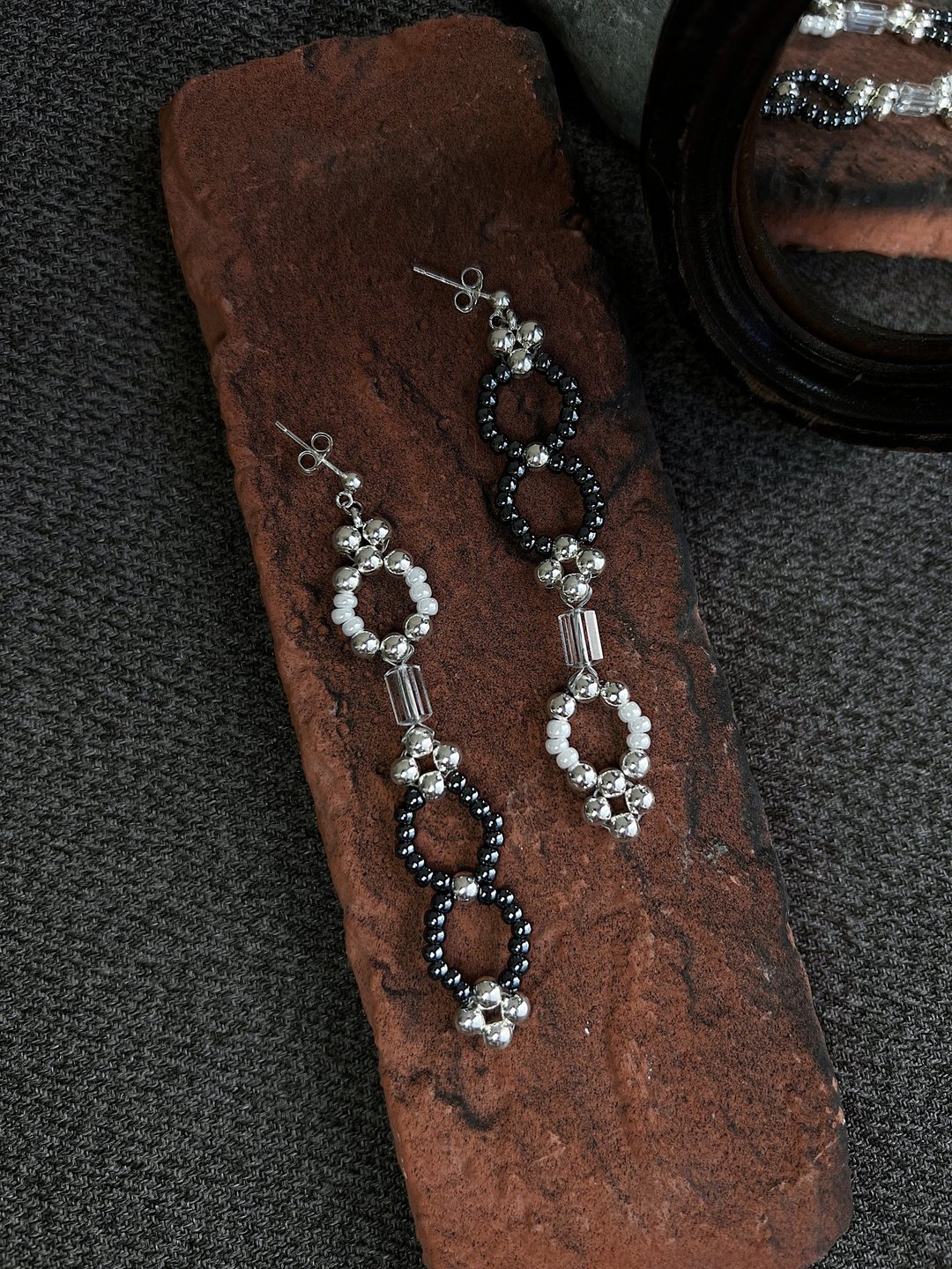 万物圆润天道 透白水晶x925纯银耳环 earrings ピアス イヤリング - 耳环/耳夹 - 纯银 