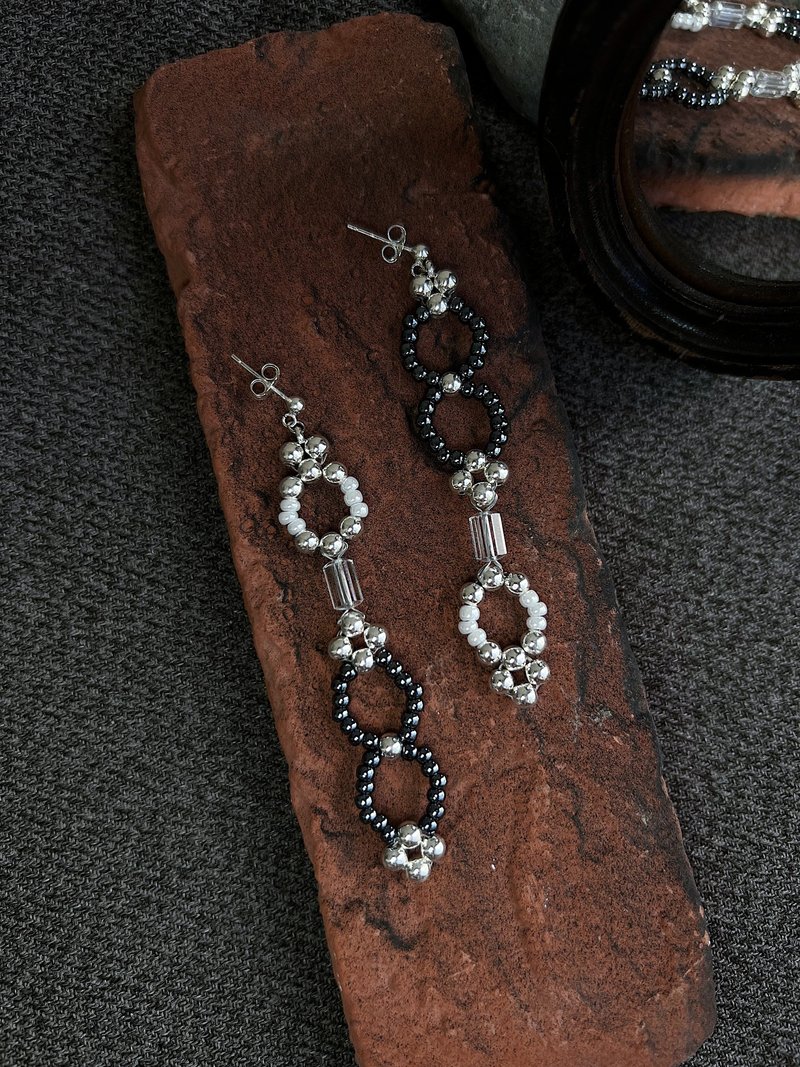 万物圆润天道 透白水晶x925纯银耳环 earrings ピアス イヤリング - 耳环/耳夹 - 纯银 