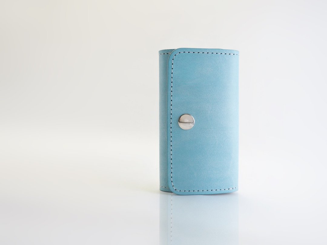 ice blue leather key case - 钥匙链/钥匙包 - 真皮 蓝色