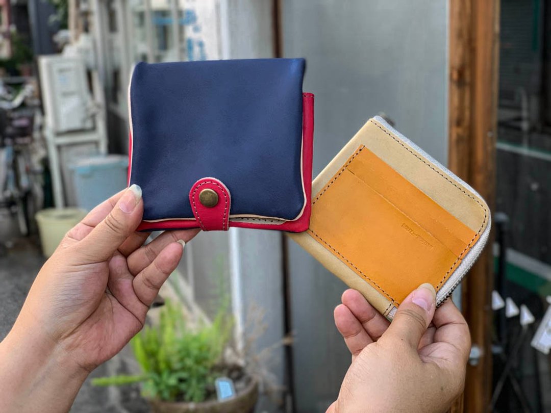 H-PLUMP Calm adult colorful half plump wallet Slim HPW-NWRH-OCB-H to take out - 皮夹/钱包 - 真皮 蓝色