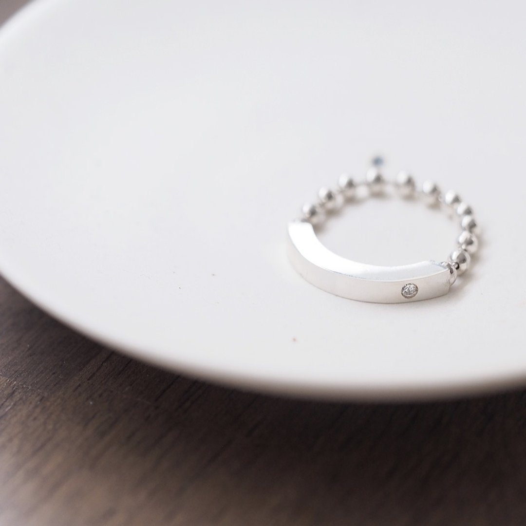 Ball chain ring Silver 925 - 戒指 - 其他金属 银色