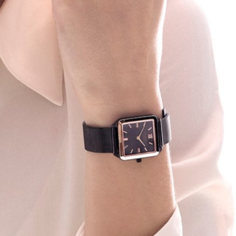 Obaku 经典方框设计都会时尚腕表-深棕X玫瑰金(V309LXXNMN) - 女表 - 不锈钢 多色