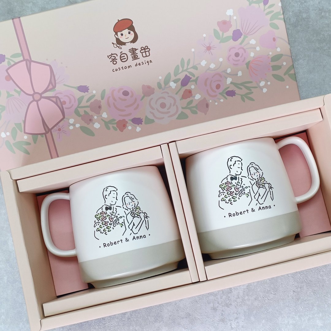 【定制化】简约萌萌像_情侣对杯_情人节礼盒_双入组_附赠手机壁纸 - 其他杯子 - 陶 多色