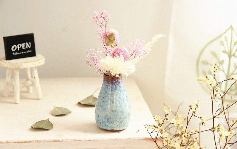 【好日恋物】德国手捏陶瓷小花器 - 植栽/盆栽 - 陶 蓝色