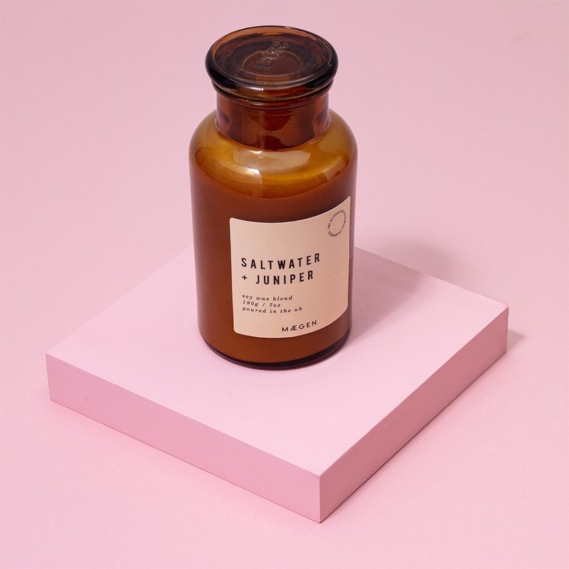 【英国 MÆGEN】Alchemist蜡烛- 海水 & 杜松 /250g - 蜡烛/烛台 - 玻璃 咖啡色