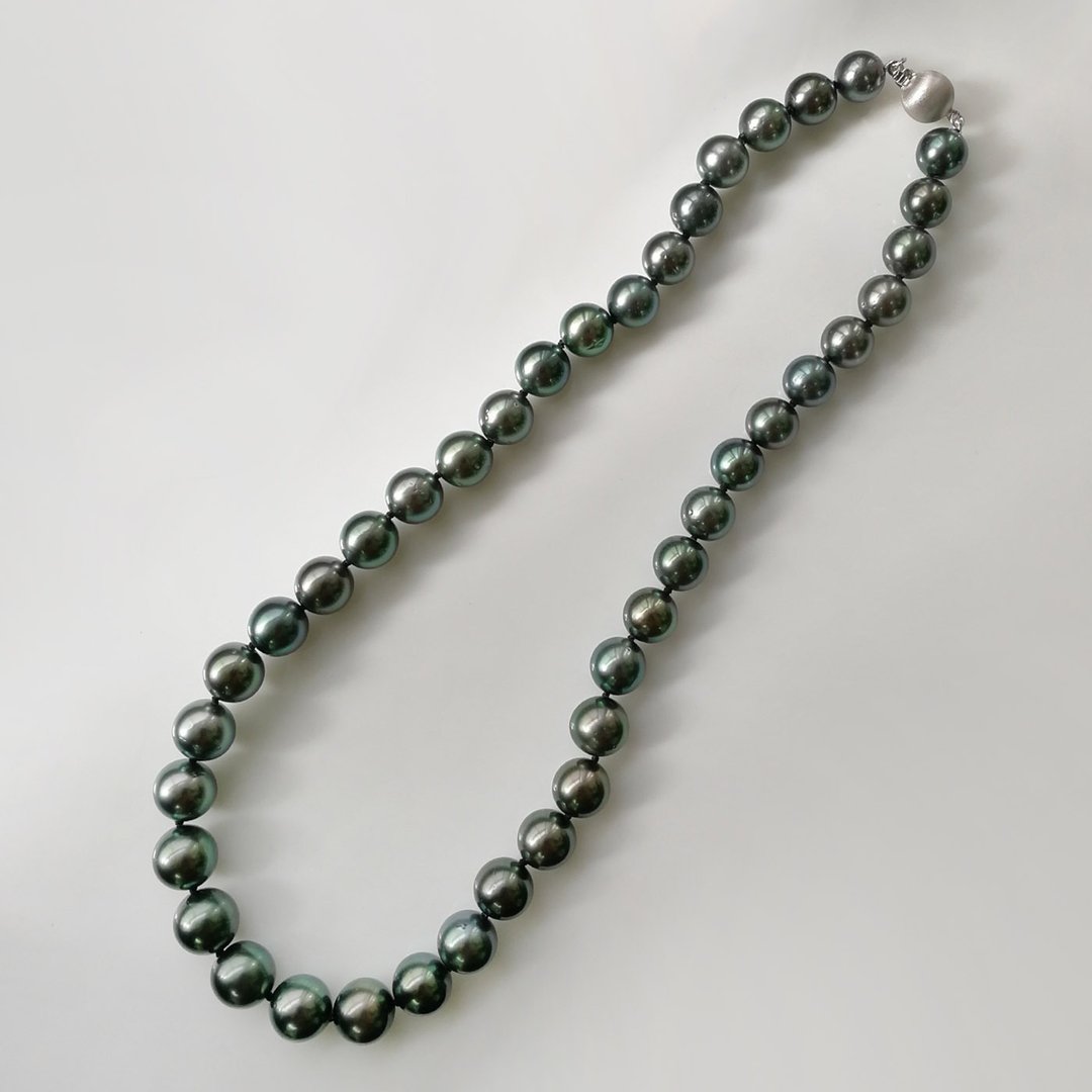 Tahitian Pearl- 9.1-10.8mm大溪地黑珍珠18K/750白金颈链【换季 - 项链 - 珍珠 黑色