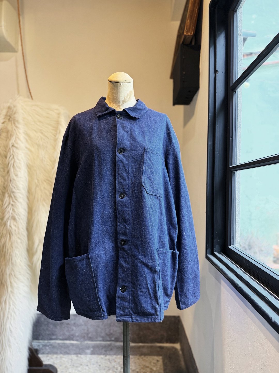 原蓝色欧洲口袋牛仔外套 素面经典丹宁外套 Europe denim jacket - 男装外套 - 棉 蓝色