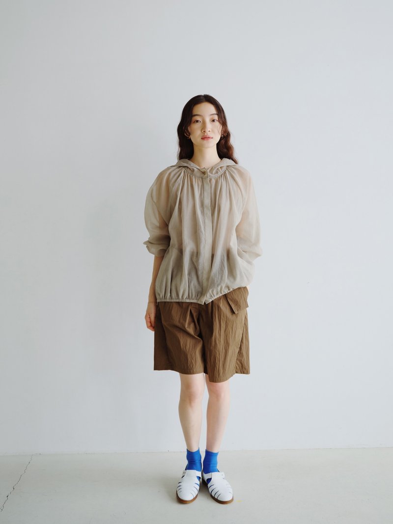 KOOW透视感轻薄外套 长袖防晒空调衫 日系休闲帽衫 - 女装衬衫 - 棉．麻 