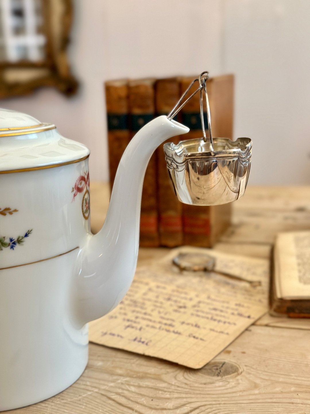 30506-法国古董镀银茶壶嘴滤茶器 Antique tea strainer - 茶具/茶杯 - 银 