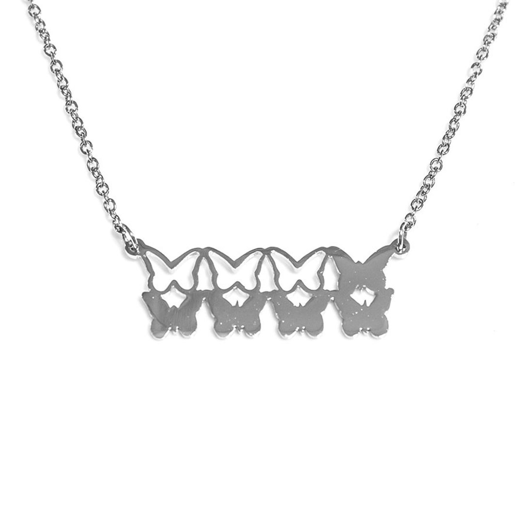 Small butterfly in bar shape  pendant - 项链 - 其他金属 银色