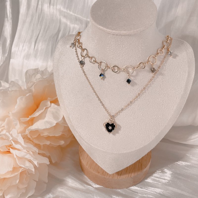 swarovski伊甸园双层颈链 - 项链 - 水晶 黑色