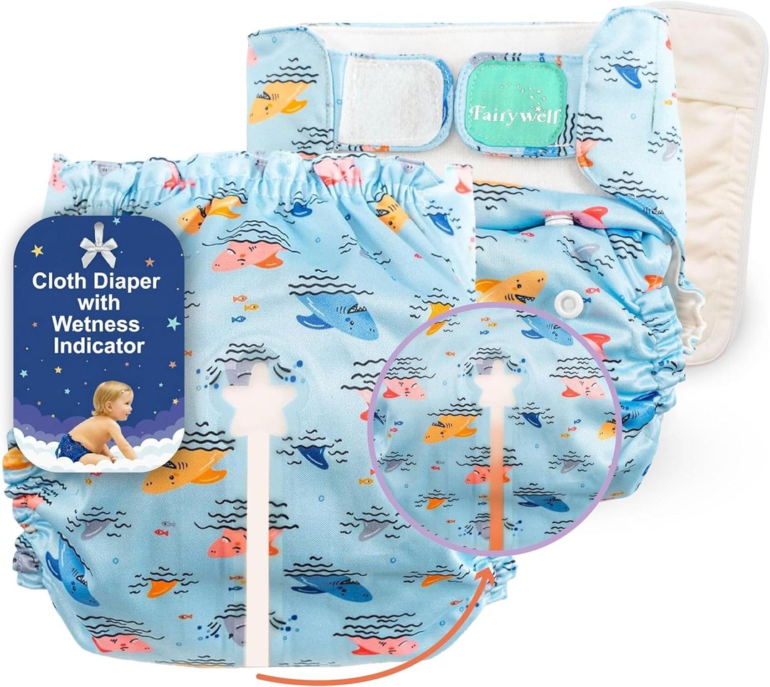 Reusable Cloth Diapers with Wetness Indicator - Shark - 其他 - 环保材料 蓝色