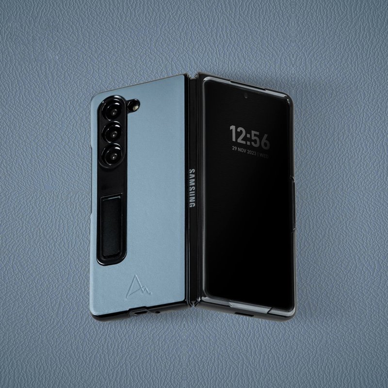ARMOR Samsung Galaxy Z Fold5 全真皮电话保护壳_霧峰藍 - 手机壳/手机套 - 真皮 