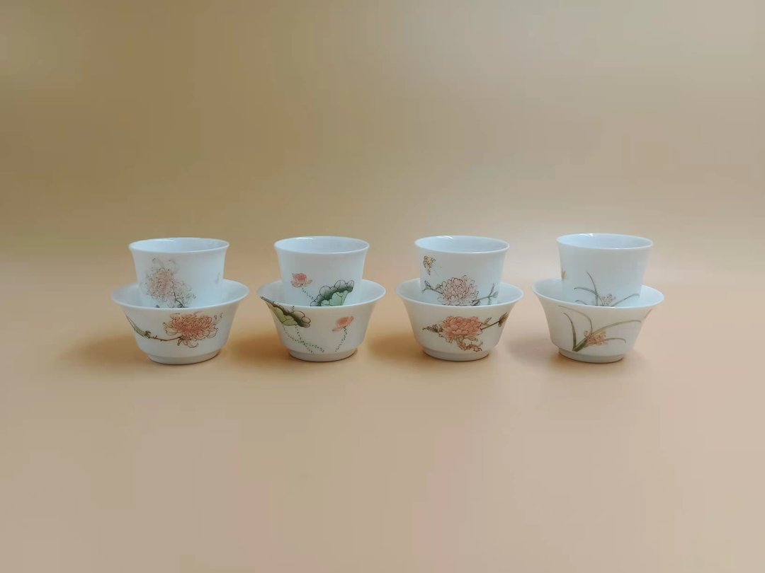 贴款 自慢堂 釉中彩 养心闻饮杯组 - 茶具/茶杯 - 瓷 