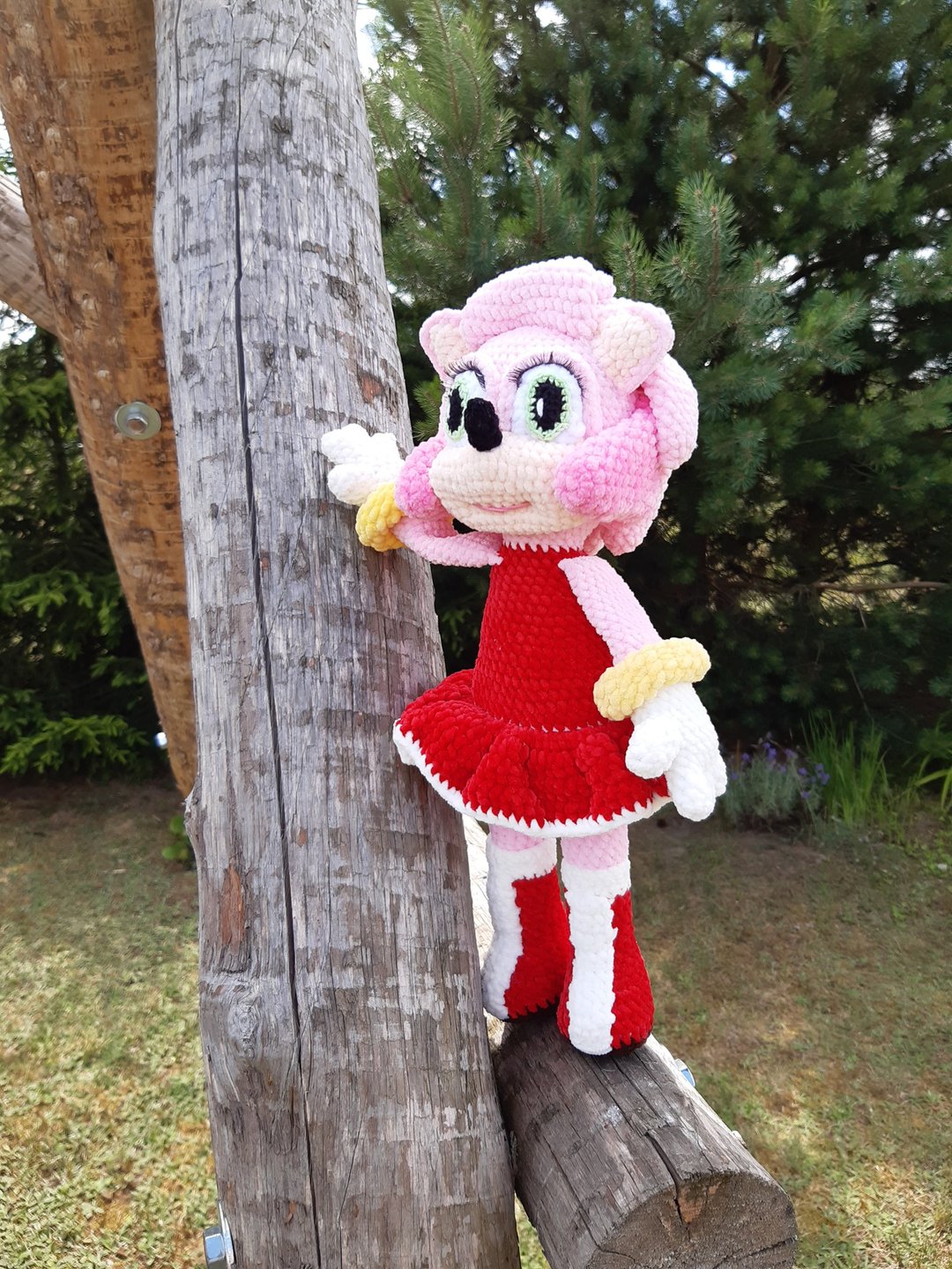 Crochet the hedgehog, hedgehog amigurumi doll, popular cartoon character - 玩具/玩偶 - 其他材质 粉红色