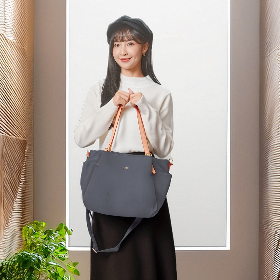 女神大容量通勤两用托特包 82743(莫兰迪灰) - 侧背包/斜挎包 - 尼龙 灰色