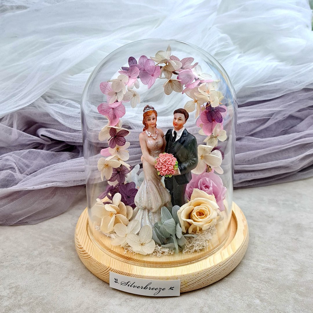 永生花玻璃罩 结婚礼物 婚礼 永生玫瑰 情人节礼物 PF037 RD - 干燥花/捧花 - 植物．花 粉红色