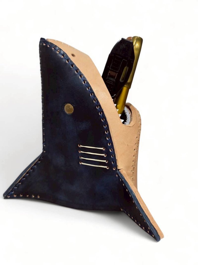 Rexy皮革恐龙存钱筒 - 笔筒/笔座 - 真皮 蓝色