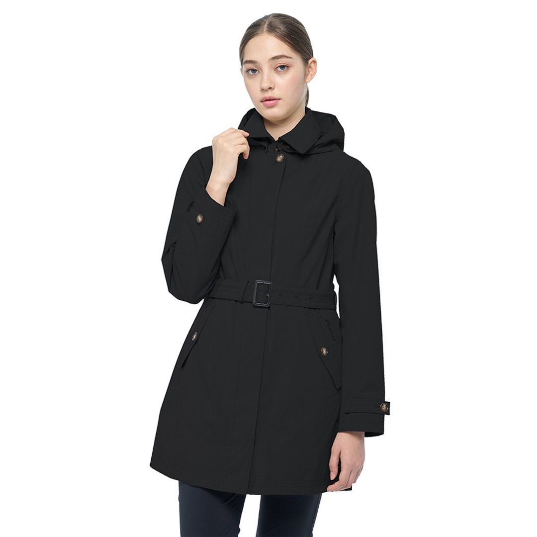【Wildland 荒野】长版防水防风时尚外套 女 黑色 W2909-54 - 女装休闲/机能外套 - 聚酯纤维 黑色