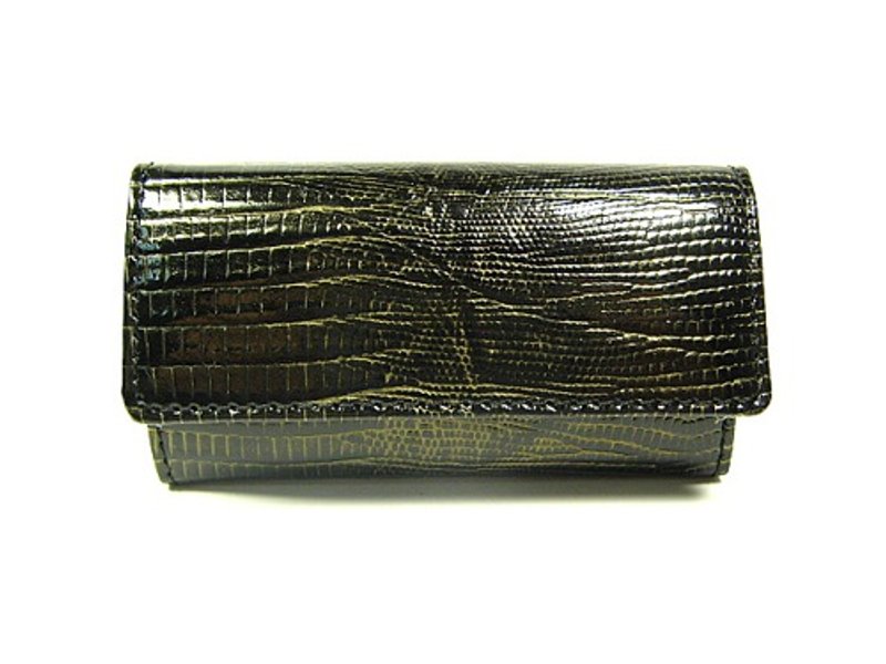 Enamel　 Stamped cowhide Crocodile　 Key Case - 钥匙链/钥匙包 - 真皮 黑色