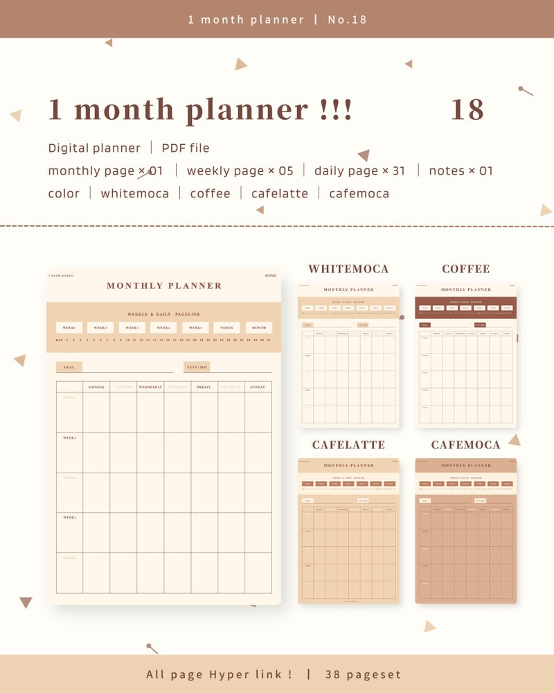 [Monthly planner / No.18 / vertical] Digital planner that can be used repeatedly every month - 其他数码商品 - 其他材质 