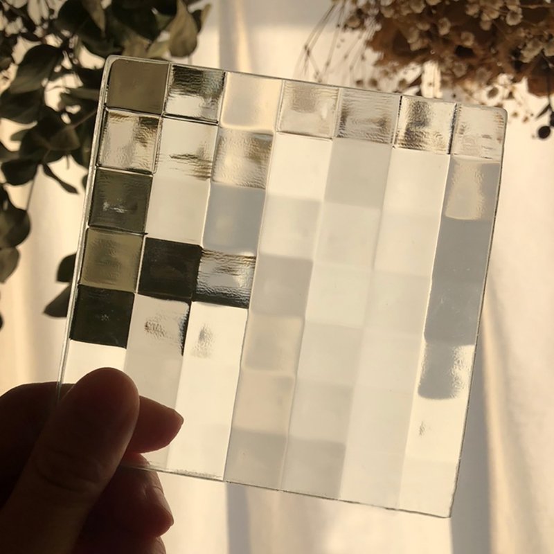 【纸镇】8cm 方形 / 方格压花玻璃 - 其他 - 玻璃 