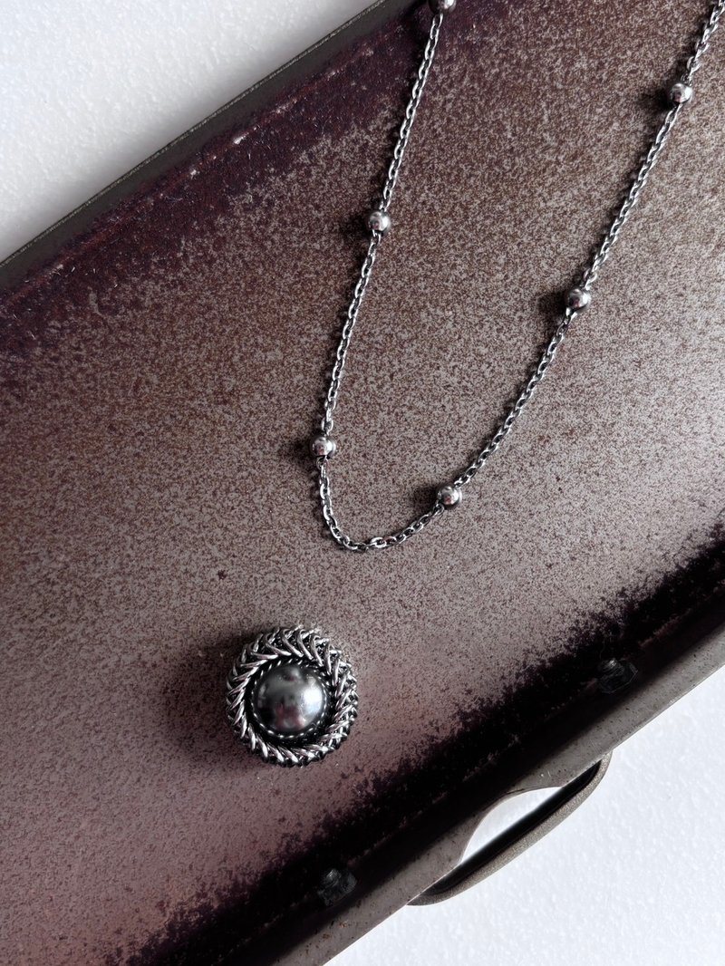 纯洁之心(铁灰) 不锈钢包镶珍珠项链 - 项链 - 不锈钢 白色