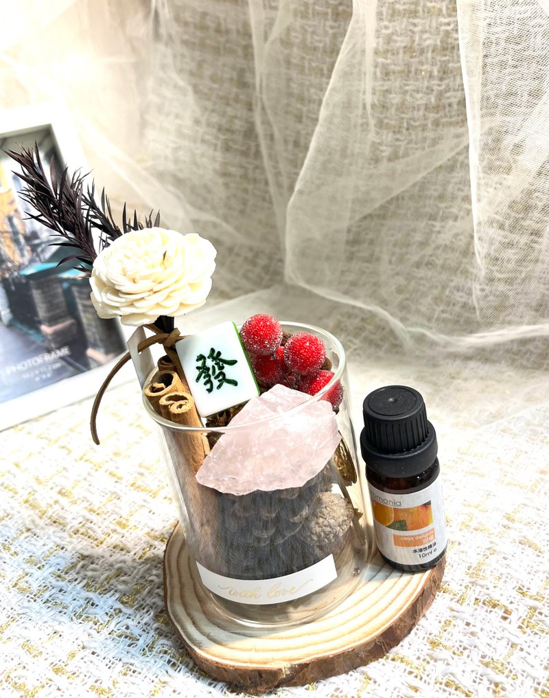 肉桂招财&好人缘天然水晶原石  摆件&扩香精油组合 - 香薰/精油/线香 - 植物．花 