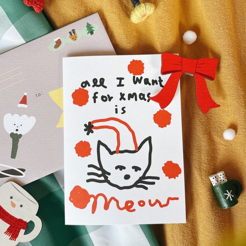 猫猫圣诞节 | 圣诞卡片信封 - 卡片/明信片 - 纸 白色