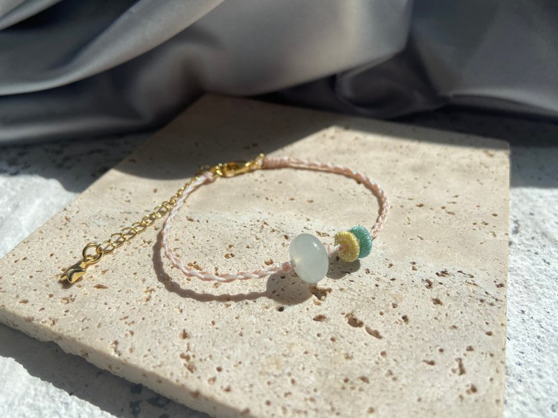 翡翠鼓珠编织手绳 可订制 天然缅甸a货翡翠 - 手链/手环 - 玉石 